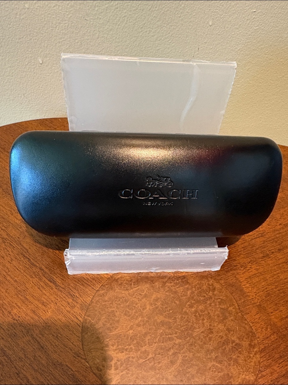 Coach Eyewear Case  sunglass case  black leather/embossed logo  hard shell  EUC